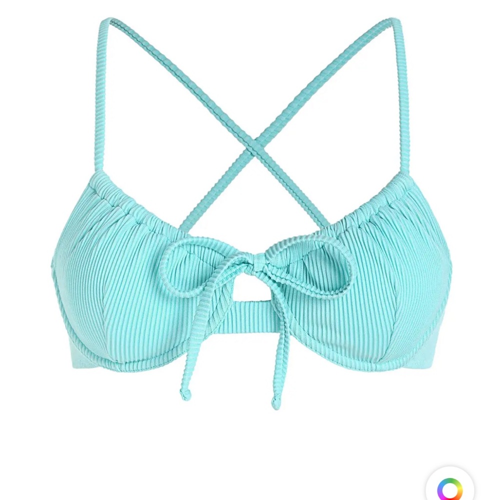 ZAFUL ribbed criss cross bow knot underwire bikini top